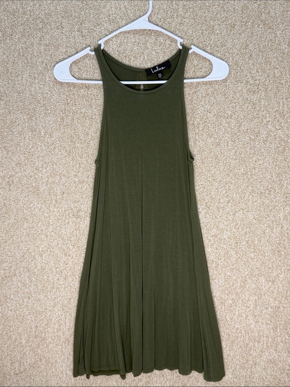 XS Army‎ green Lulus dress stretchy sleeveless summer dress minimalist